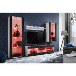 Komodee ensemble de meubles tivoli medio, blanc / noir, largeur 245cm x hauteur 159cm x profondeur 35cm, ...