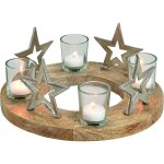Kontarboor - couronne de l'avent, bougeoir de noël, socle en bois de manguier, étoiles argentées (l / ... Kontarboor - couronne de l'avent, bougeoir de noël, socle en bois de manguier, étoiles argentées (l / ...