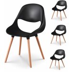 Kosmi - lot de 4 chaises de salle à manger chloe noire et pieds en bois Kosmi - lot de 4 chaises de salle à manger chloe noire et pieds en bois