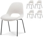 Kosmi - lot de 4 chaises en tissu beige lucas aspect bouclette