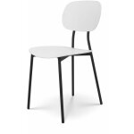 Chaise style contemporain blanche et pieds en m�tal noir - mod�le lea