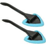 Kotarbau lot de 2 brosses de nettoyage de vitres de voiture triangulaires bleues avec housse en microfibre ...