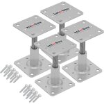 Lot de 4 supports de poteau 110 x 110 mm hauteur r�glable 90 � 150 mm galvanis� galvanis� pour visser, ...