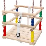 Kotarbau - balancelle b�b� 30x30x25 cm avec corde balancoire bebe balancelle de jardin en bois balancoire ...