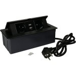 Kotarbau - bloc multiprise encastrable - avec 2 prises et port usb - en aluminium - noir