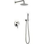 Kit douche encastrable moderne jet de pluie nickel bross� - corbeau