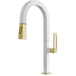 Kroos ® - mitigeur d'évier haut moderne avec douchette - blanc, or Kroos ® - mitigeur d'évier haut moderne avec douchette - blanc, or