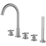 Kroos ® - robinet mélangeur bain - douche 5 trous sur plage nickel brossé - corbeau Kroos ® - robinet mélangeur bain - douche 5 trous sur plage nickel brossé - corbeau