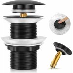 Kzq - bonde de lavabo noire universelle sans trop - plein, pop - up automatique pour vasque  poser.