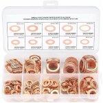 Kzq - lot de rondelles en cuivre m�tal - joints bagues d'�tanch�it� - rondelles plates avec bo�te - assortimen ...