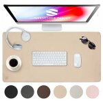 Lablanc - 1pc sous - main de bureau en cuir synth�tique - 80 x 40 cm - beige - avec bords cousus - tapis ...