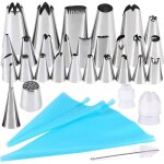 Lablanc - 25 puff douilles patisserie, 32 pi��ces en acier inoxydable diy kits, 2 poches �� douille r�utilisab ...