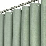 Rideau de douche vert sauge, ensemble de rideaux de douche en tissu �pais textur� en lin avec 12 crochets ...