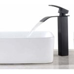 Lablanc - robinet lavabo cascade noir, haut mitigeur vasque à poser salle de bain, robinetterie grand ... Lablanc - robinet lavabo cascade noir, haut mitigeur vasque à poser salle de bain, robinetterie grand ...