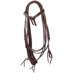 Marron - bridon western avec noeud en cuir lisse et rênes Marron - bridon western avec noeud en cuir lisse et rênes
