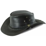 S, noir: chapeau western en cuir avec tresse S, noir: chapeau western en cuir avec tresse