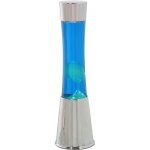 Lampe � lave m�tal brillant liquide blanc / bleu + ampoule repu �11x39 cm noir c�ble : 150 cm