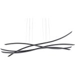 Lampe pendante moderne 4 lampes led intégrées abat - jour ondulé métal noir calao Lampe pendante moderne 4 lampes led intégrées abat - jour ondulé métal noir calao