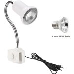 Lampe reptile chauffante avec pince, avec 1 uva + uvb ampoules � spectre complet de e27 culot 25w, pince ...
