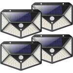 Lampe solaire extrieur 100 led?4 pack?clairage solaire extrieur dtecteur de mouvement, spot solaire ...