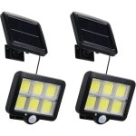 Lampe solaire exterieur 2pcs eclairage exterieur avec detecteur de mouvement 120 leds ip65 �tanche lumiere ...