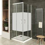 Saniverre - lana + porte de douche d'angle coulissante h 185 cm verre centre - opaque 90 x 90 cm Saniverre - lana + porte de douche d'angle coulissante h 185 cm verre centre - opaque 90 x 90 cm