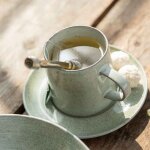 Ensemble tasse et sous - tasse eclaboussures cramique 15x8x8cm