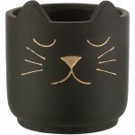 Petit cache pot en ciment chat noir et or Petit cache pot en ciment chat noir et or