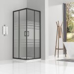 Saniverre - lanablack cabine de douche h 180 cm porte coulissante semi - opaque 90 x 90 cm