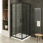 Saniverre - lanablack + porte de douche d'angle h 190 cm transparent 80 x 90 cm coulissante