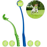 Lanceur de balle pour chiens, lanceur de balles en lot de 2, 5 balles de tennis inclues, pour chien, ...