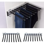 Porte - pantalon coulissant  9 bras pour placard, barre de suspension en acier inoxydable, rail de suspension ...