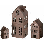 Spetebo - lanterne firenza set de 3 pices en forme de maison - couleur : marron