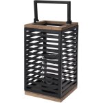 Lanterne en mtal et bois - env. 28 cm - bougeoir avec verre pour bougies