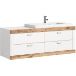 Ebuy24 - meuble sous lavabo suspendu 4 tiroirs décor blanc et chêne - larry Ebuy24 - meuble sous lavabo suspendu 4 tiroirs décor blanc et chêne - larry