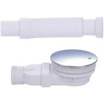 Largeight - receveur de douche chrom� avec siphon extra - plat et bonde de 90mm, �vacuation lat�rale ...