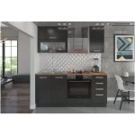Lassen cuisine complete l 180 cm avec meuble four et plans de travail - gris matera