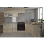 Lassen cuisine complete dangle 240x165 cm avec plan de travail - decor chene sonoma
