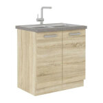 Lassen meuble bas de cuisine sous evier l 80 cm - decor chene clair sonoma
