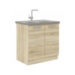 Lassen meuble bas de cuisine sous vier l 80 cm - dcor chene clair sonoma