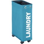 Wenko ? panier � linge turquoise 43 l ? polyester durable ? 60 cm ? 4 roulettes pour mobilit� ? syst�me ...