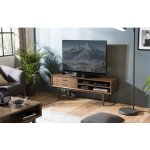 Macabane - lara - meuble tv marron 2 tiroirs 2 niches bois mindi