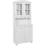 Laurie - buffet vaisselier 4 portes 2 tiroirs bois massif vernis blanc