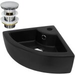 Luxebath - ml - design lavabo d'angle en c�ramique noir, 46x33x13 cm, angulaire, avec bouchon de vidage ...