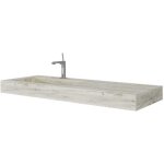 Lavabo asym�trique avec cuvette � gauche 120cm hpl ice oak