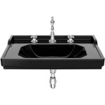 Lavabo carmen mural ou sur colonne (en option) - 800x500mm - noir brillant roca