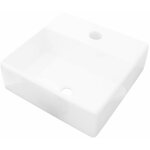 Helloshop26 - lavabo carr� � trou robinet c�ramique blanc toilette lave - mains vasque 38 x 30 cm c�ramique ...