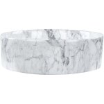 Lavabo en c�ramique 40 cm rond salle de bain vasque evier effet marbre blanc manis