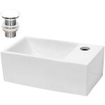 Ecd germany lavabo vasque en cramique blanc 350x205x125 mm rectangulaire, bonde incluse en cramique ...