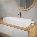 Luxebath - ml - design lavabo en c�ramique blanc, 68 x 38 x 12 cm, rectangulaire, vasque � poser sur ...